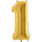 PARTİ VİTRİNİ 1 Rakamlı 16 İn&ccedil; Gold Renk Folyo Balon 36 CM (Altın)
