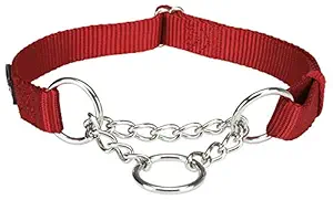 Trixie: - Premium Stop-The-Pull Collar |Adjustable Nylon Collar for Dogs | Made with Strong Metal Chain to Easily Slip Around Dog's Neck ? (45-70 cm/25 mm, L-X), Cherry Red