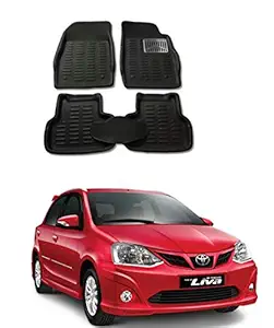 Atc Polyurethane 4D Mat for Toyota Etios Liva Model Year: 2010 Onwards Car (Black)