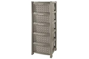 Kreher Cassettiera in plastica Effetto Vimini Tontarelli Arianna 5 cassetti Colore Talpa