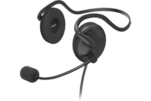 Hama Zestaw słuchawkowy z mikrofonem (przewodowe słuchawki jack 3,5 mm, AUX, słuchawki stereo z kablem, słuchawki nauszne do komputera z ramieniem mikrofonowym i opaską na szyję, kabel audio 2 m)