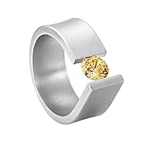 Der Schmuckring, der auch als Designerring oder Verlobungsring auf sich aufmerksam macht ist aus nickelfreiem Edelstahl gefertigt, ist antiallergen und kann von Allergikern getragen werden.