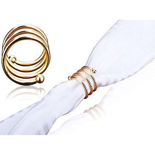 examen padshow avec tamis en spirales en métal Anneaux porte-serviettes de table pour les dîners, les fêtes, usage quotidien doré