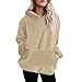 Produktbild TWBB Damen Hoodie Mantel,Winter Fur Jacke stylischer Einfarbig Pullover Kapuzenpullover Sweatshirt Coat Langarm-Shirt