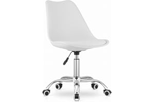 NMK HOME Silla Oficina con Ruedas 360 °- Cadeira Escritorio para Sala de Estudio - Fácil de Montar y Base Cromada