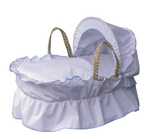 Moses Dressings Set White with Blue Embroidered Trim by eBabygoods