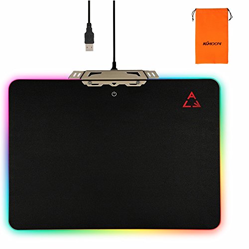 KKmoon Kreativ LED Licht Mauspad, Hard Gaming Mouse Pad, Festes Spiel Mausunterlage, 8 Beleuchtungs-Modus, USB Verdrahtet Computer Notizbuch Mit Anti Rutsch Gummi, 35 x 25 cm