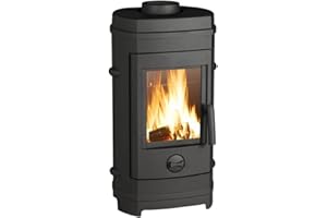 Invicta Holzofen aus Gusseisen Remilly schwarz – 7 kW – Heizfläche 40 bis 85 m² – grüne Flamme 7 Sterne