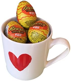 The Red Heart Mug Chocablock full of Reeses Peanut Butter American Candy Chocolate Eggs Perfect for Valentines And Easter Gift by Zella