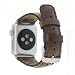 Produktbild Barchello Herren Leder Armband passend für Apple Watch 1 2 3 4 Größenauswahl und Farbauswahl (42mm, Dunkelbraun/Silberfarbener Connector & Schließe)