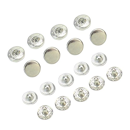 Pinzhi 50 Stück 10mm Silberfarbe Metall Snap Presse Verbindungselemente Nieten ohne Nähen Knöpfe neu - 5