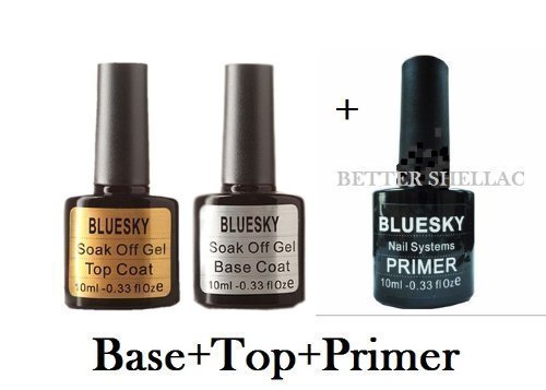 Bluesky Base and Top soak Off UV Gel Nail polish, Primer