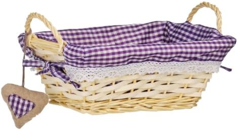 Rectangle Willow Basket With Purple Gingham Lining Awesome Look