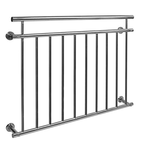 Homelux FB128G Edelstahl V2A Französischer Balkon Geländer Fenstergitter Balustrade 128 x 90 cm Glänzend