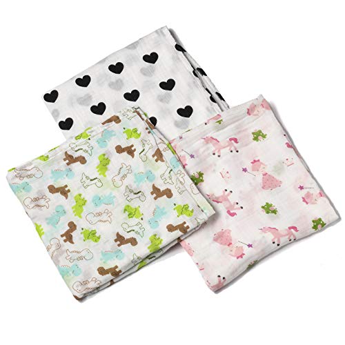 Manta cuadrada de muselina grande para bebé Swaddle 100% algodón suave paños para bebé - Paquete de 3