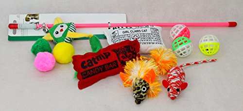 RS PET BOUTIQUE CAT TOY PACK,CAT/KITTEN TOY SET, PACK OF 10 TOYS