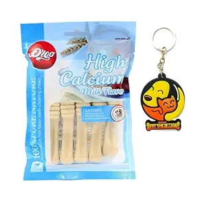 Foodie Puppies Calcium Milk Flavor Dog Cleaning Teeth Bone Dental Snack Toothbrush Shape with Free Key Ring, 90 g-Pack of 2