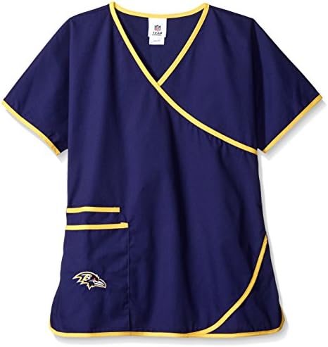 NFL Baltimore Ravens Women's Mock Wrap Scrub Top, X-Large, Purple