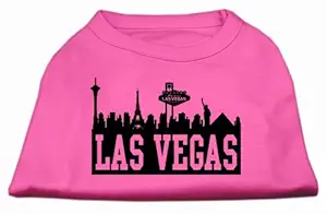 Mirage Pet Products 10-Inch Las Vegas Skyline Screen Print Shirt for Pets, Small, Bright Pink