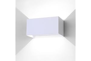 ENCOFT 24W Applique da Parete interno Esterno COB LED Bianco Lampada da Parete Muro IP65 Impermeabile, Luce 6000K fredda Applique Esterno in Alluminio Angolo Regolabile, Bianco