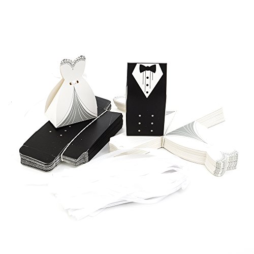 100 Hochzeit Brautkleid Anzug BRAUT & Bräutigam KARTONAGE Gastgeschenk Box Schachtel Bonboniere Geschenkbox Geburtstag Bonbon Box (Zweireiher BRAUT & Bräutigam) - 3