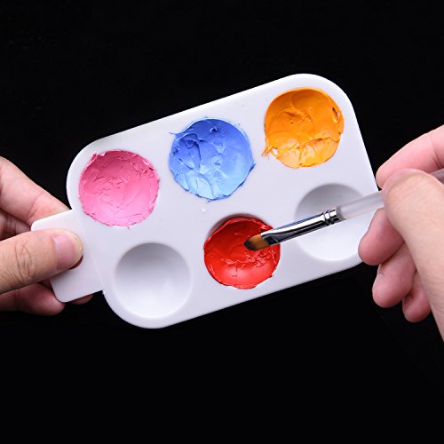 Outus Kunststoff Aquarell Öl Palette Malerei Farbpalette mit Hand Schaft 6 Gut Rechteckig, Weiß, 10 Stück - 2