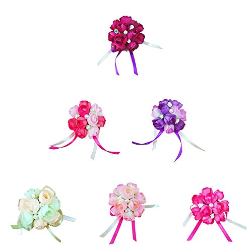 Sztara Eleganter Brautschmuck Blumen-Armband / Ansteckblume, kreativ, für Brautjungfer, mit Rosen- und Perlen-Band, für Hochzeitsparty, für Handgelenk - 3
