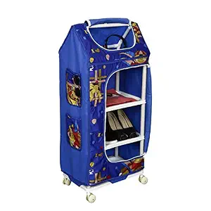 NHR Multipurpose Premium Plastic Baby almirah, Wardrobe for Kids, Cloth Organizer, Folding almirah, Toy Box, Organizer (4 Shelf, Blue)