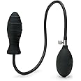 Me You Us Inflatable Anal Ribbed Plug - Soft Silicone with Quick Release Valve - Black Butt Plug Inflator