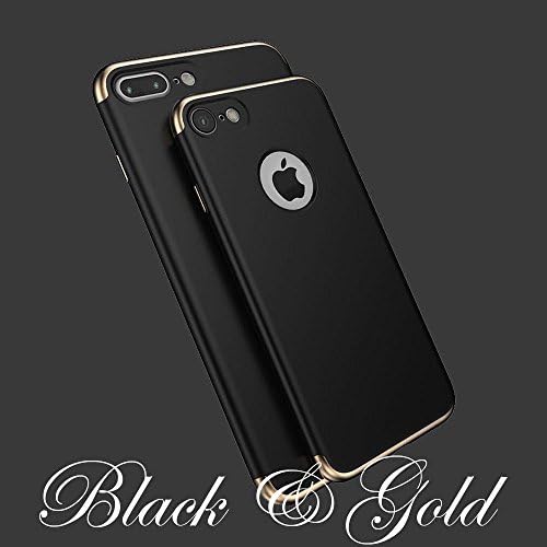 iPhone 5 5S SE Case, Zonewire® [3 in 1 Series] Non Slip Surface Shockproof Electro Plating Texture Skin Protector [hard] For Apple iPhone 5 5S SE &amp; Screen Protector (Black and Gold)