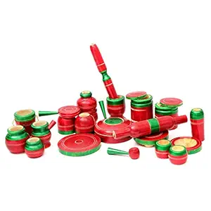 A S Handicrafts Handcrafted 23-Piece Wooden Kitchen Play Set for Girls