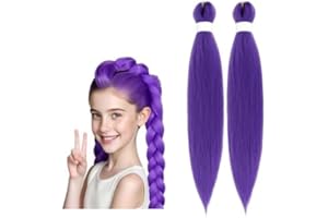 FUBSTA Lila Haare zum Einflechten 66cm – 2 Stück Purple Hair Extensions | Haarsträhnen und Extensions für Zöpfe | Kunsthaar zum Flechten für Anime,Cosplay & Party
