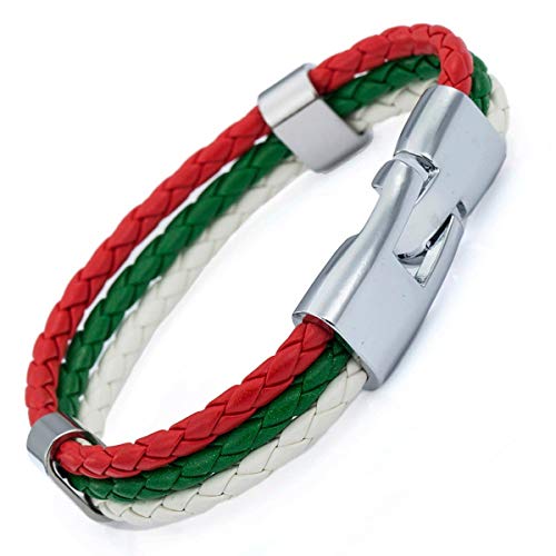 Trendsmax 12mm Mens Womens Bracelet Set 3 Strand Man-Made Leather Chain Braided Rope Leather Bracelet National Flag Style Wristband