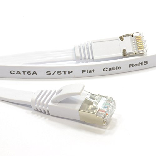 Flach CAT6A s STP Abgeschirmtes 500MHz Ethernet LAN Kabel RJ45 4 m Weiß - 2