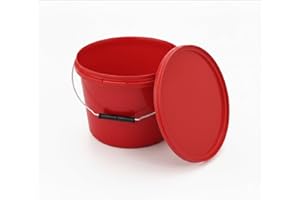 ‎BENBOW BenBow Eimer mit Deckel 10l rot 10x 10 Liter - lebensmittelecht, stabil, luftdicht, auslaufsicher, geruchsneutral - Aufbewahrungsbehälter aus Kunststoff, mit Henkel - leer
