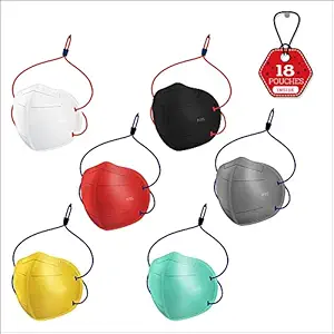 PAYGENIX Premium Protection?FFP2 N95?Reusable Face Mask (Pack of 18) Certified & Protective 6 Layered Filtration Mask For Men Women and Children