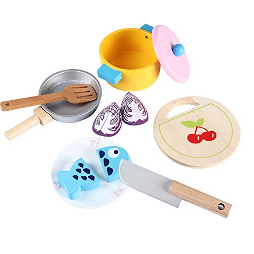 Preisvergleich Produktbild XIAOYIXIAN Hölzerne Kinder Küche Töpfe Kochen Set Kombinationssimulation Kochen Reiskocher Holzspielzeug