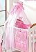 Luxury Baby Cot Canopy / Net 480, 320cm & Clamp Rod / Holder / Stand (Small 320cm, Pink / White)