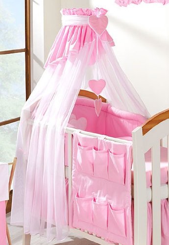 Luxury Baby Cot Canopy / Net 480, 320cm & Clamp Rod / Holder / Stand (Small 320cm, Pink / White)