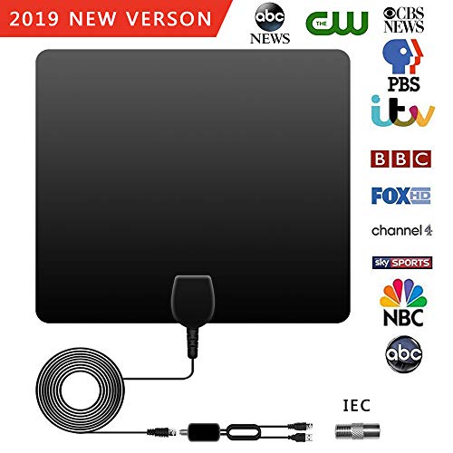 POWERAXIS Antenna TV Interna Antenne HDTV Indoor,100 Miglia HDTV Digitale Amplificato Ariale Aereo Cavo Coassiale da 4 Metri, 0,5 mm Antenna TV Presa Ultra-fine 4K 1080P HD/VHF/UHF