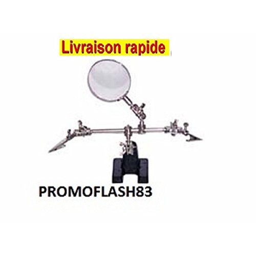 Dritte Hand, Lupe Feinmechaniker Ø 62mm, 2 Klemmen Werkstückhalte​r Löthalter - 2