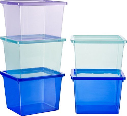 Kigima Basic Box 3l 5er Set Ordnungssystem Aufbewahrungsbox Aqua-Mix blau, türkis, lavendel