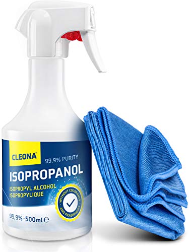 Alcohol Isopropilico 99,9% con paño de microfibra 500ml - Limpiador de desengrasante