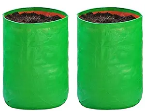SCOTMEN Plant Grow Bags 12in x 18in Terrace Gardening Vegetable Planting Pots Leafy Fruits Growing Containers Round Shape Nursery Green Bags for Plants Gardening (Green, Pack of 2)