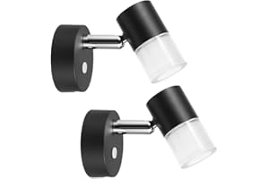 acegoo Lampe de Lecture LED 12V Camping-Car avec Chargeur USB Lit Murale Chevet Spot, Dimmable DC12-24V pour Bateau Cabine Camion Van Caravane Éclairage Intérieur, 3200K Noir (2 pièces)