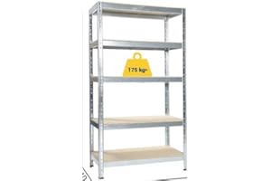 CILVANI SRL Scaffalatura scaffale 5 RIPIANI in acciaio metallo kit struttura ad incastro zincata pannello in mdf mm5 180x40x90