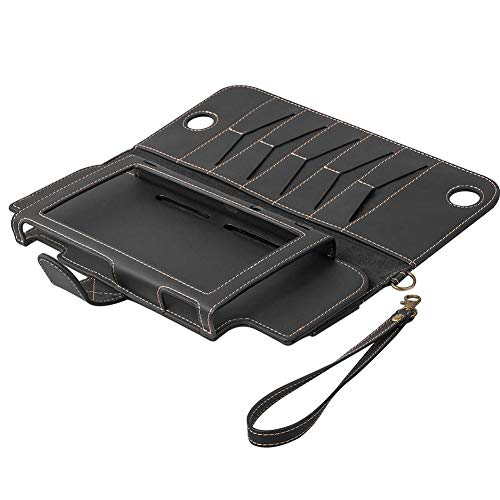 Preisvergleich Produktbild waysad Switch Tasche PU Leder Schutzhülle Tragbar Flip Reise Cover mit eingebauten Spielkartenhalter für Nintendo-SwitchSchwarz
