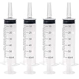 KINBOM Seringues 60 ml, seringue en plastique stérile sans aiguille pour laboratoire scientifique: distribution, mesure, arrosage(lot de 4)