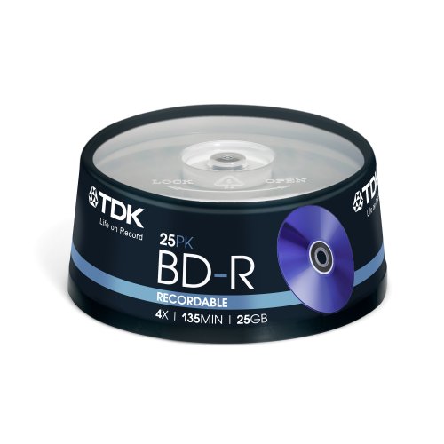 TDK T78301 BD-R Blu-ray Rohlinge 25GB in Cakebox (25 Stück) 4x Speed