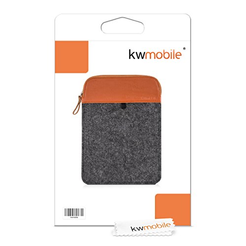 kwmobile Tablettasche Filz Sleeve für 9,7 – 10,1″ Tablet – Tablet Schutzhülle Tasche Case Hülle in Grau Braun Innenmaße: ca. 27 x 19,5 cm - 5